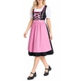 thumbnail image 3 of QIYAGBSA Oktoberfest Dresses for Women Dirndl Floral Embroidery Lace Up Soft Midi Short Sleeve Fall Festival Halloween Party Weekend Night Events, 3 of 8