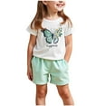 thumbnail image 2 of ZOYOEN Toddler Girls Outfit Sets- Casual Cute Tees and Shorts Short Sleeve Cotton Kids Summer Clothes Green Size 5 T, 2 of 7