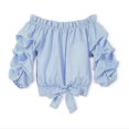 thumbnail image 1 of Baby Girls Long Sleeves Striped Ruffled Tops Off Shoulder Bow Tie Knot Blouse Tops Casual Clothes, 1 of 6