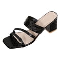 thumbnail image 3 of Rokment Ladies Metallic Chunky Block High Heels Slip on Open Back Dressy Sandals Business Office Leather Squaret Toe Slides Dress Pumps for Woman, 3 of 6