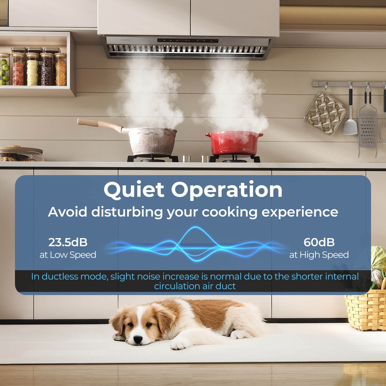 Costway 36 Inch Under Cabinet Range Hood with 4 Fan Speeds, Touch/Gesture/Remote Control