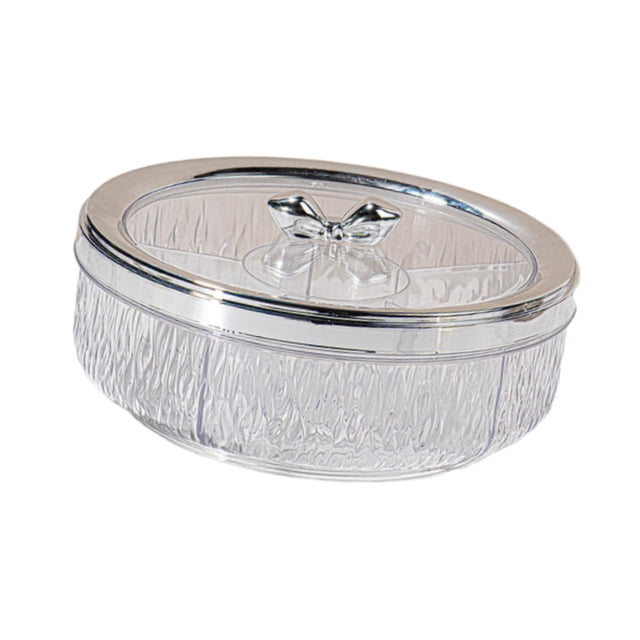 Bandeja giratoria para servir snacks con 6 compartimentos, transparente, reutilizable, para arco de plata