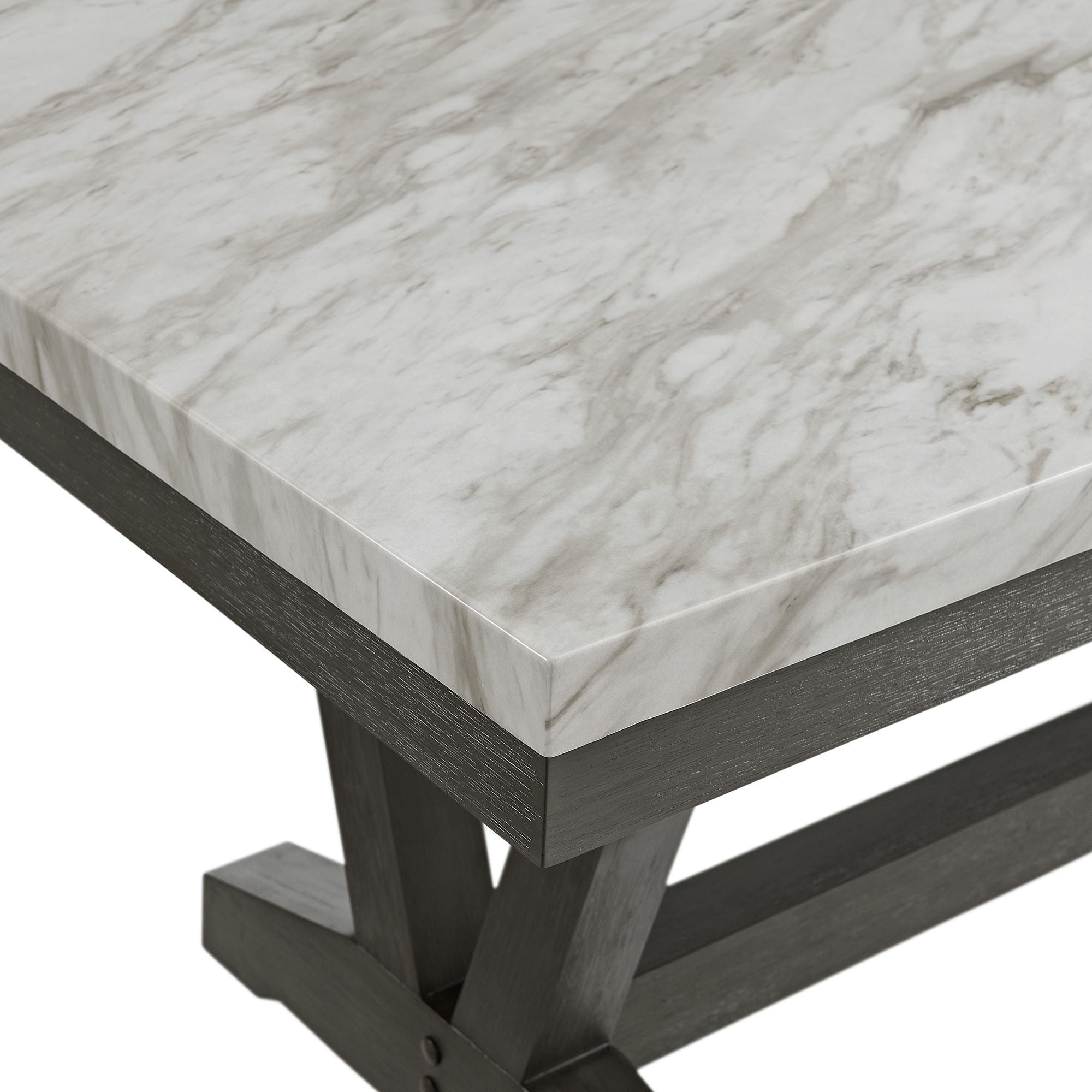 Picket House Furnishings Eve Dining Table w/ White Faux Marble Top in Charcoal