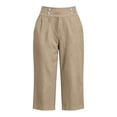 thumbnail image 7 of RQYYD Women's High Waist Button Detail Capri Pants Straight Leg Casual Summer Cropped Trousers with Pockets, 7 of 7