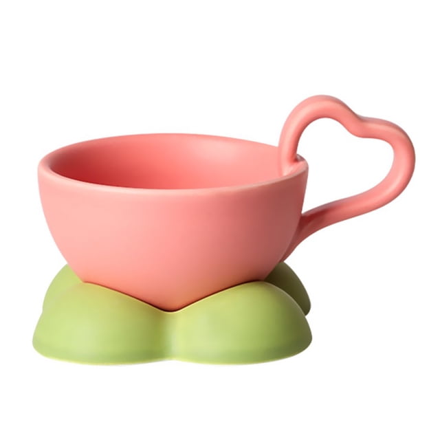 Ceramic Love Cup With Saucer Set Unique Coffee Mug For Latte Tea Milk Gift For Couple