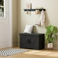 thumbnail image 6 of 2-Tier Storage Bench, Shoe Bench with Padded Seat Cushion, Entryway Bench with 2 Barn Doors, Adjustable Shelf, 13.8" D x 27.6" W x 17.7" H, for Entryway, Living Room, Bedroom, Black, 6 of 19