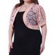 thumbnail image 4 of Cárdigans cortos de talla grande para mujer Agnes Orinda, con frente abierto, mangas cortas, encaje floral y boleros transparentes 1X Rosa, 4 of 6