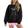 thumbnail image 2 of ASDFVBKG Cozy Oversized Sweatshirt Women Long Sleeve Pullover, Cute Bow Graphic Crewneck Sweater, Fleece Casual Loungewear & Preppy Y2K Tops White L, 2 of 5