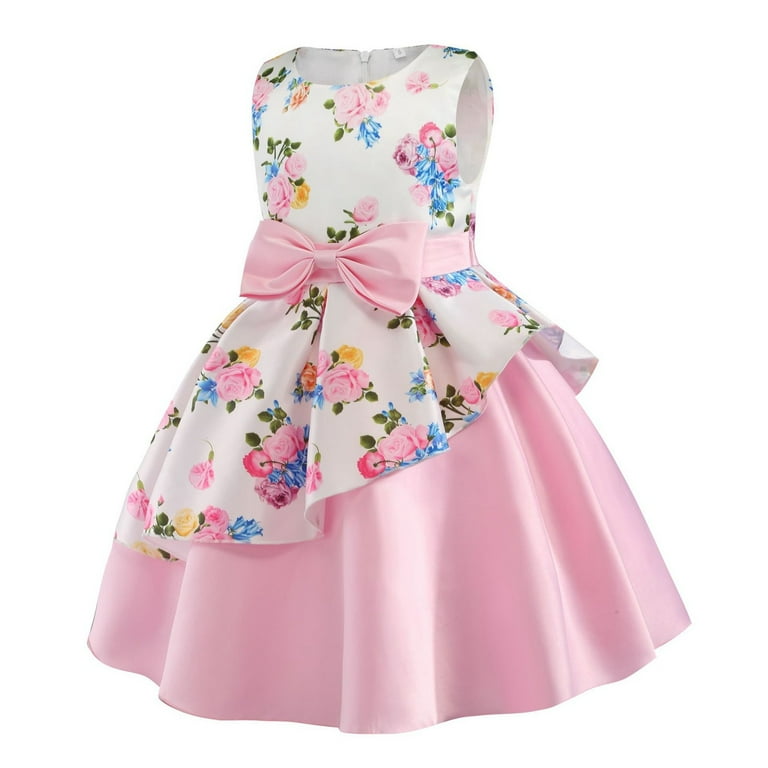 XFHLMJFF Girls Spring Summer Dresses Child Sleeveless Pageant
