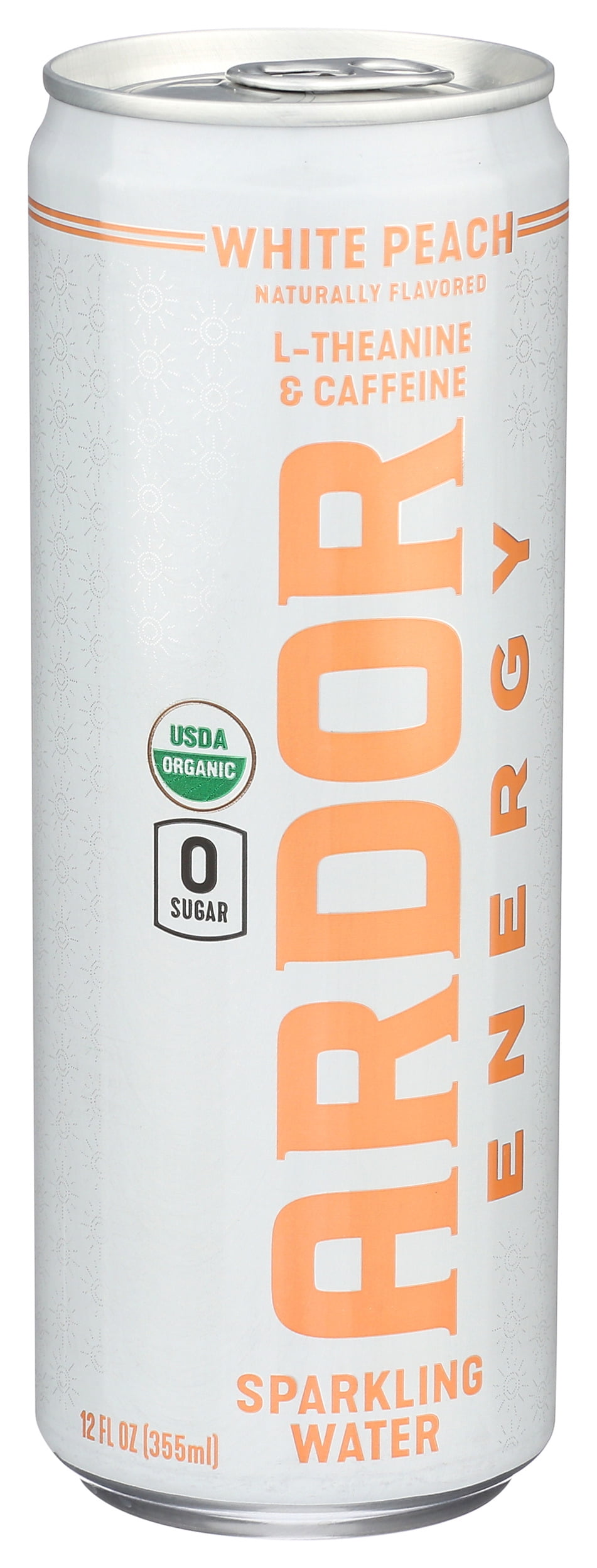 Pack of 12, Ardor Organic Inc White Peach Sparkling Water, 12 fl oz