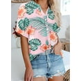 thumbnail image 3 of ONLYSHE Women's V Neck Loose Casual Short Sleeve Chiffon Top Batwing T-Shirt Button Up Blouse, 3 of 5