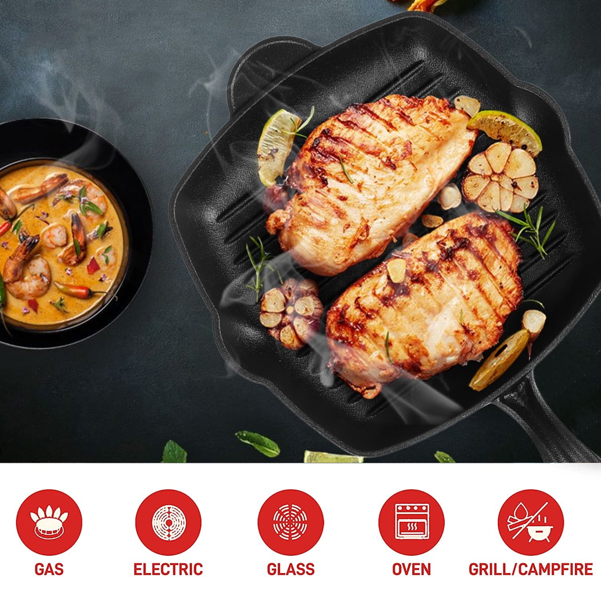 8 Square Cast Iron Grill Skillet with Handle (1 Skillet) by MyXOHome, 1 -  Fry's Food Stores