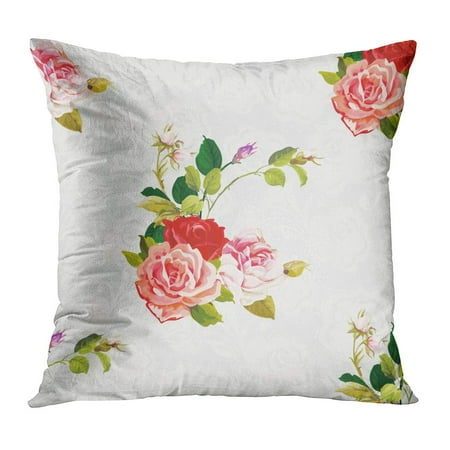 Accent Three Roses - ECCOT Colorful Retro Floral Pattern Three Rose Watercolor Abstract Accent Arrangement Beautiful Beauty Pillow Case Pillow Cover 20x20 inch