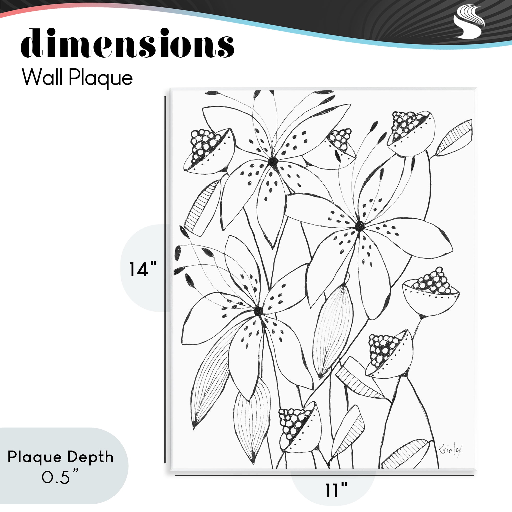 Stupell Industries Open Blooms Outline Wall Plaque Art, design by Krinlox