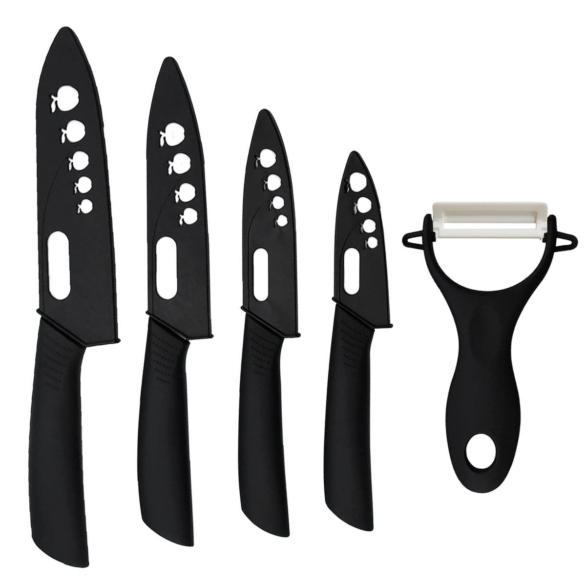 Professional Chef Knives with Sheaths, 5 Piece Ceramic Knife Set