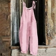 thumbnail image 2 of QATAINLAV Womens Casual Sleeveless Jumpsuits Loose Linen Adjustable Strap Romper Wide Leg Solid Color Long Pants Overalls 2024 Summer Playsuits, Pink, M, 2 of 6