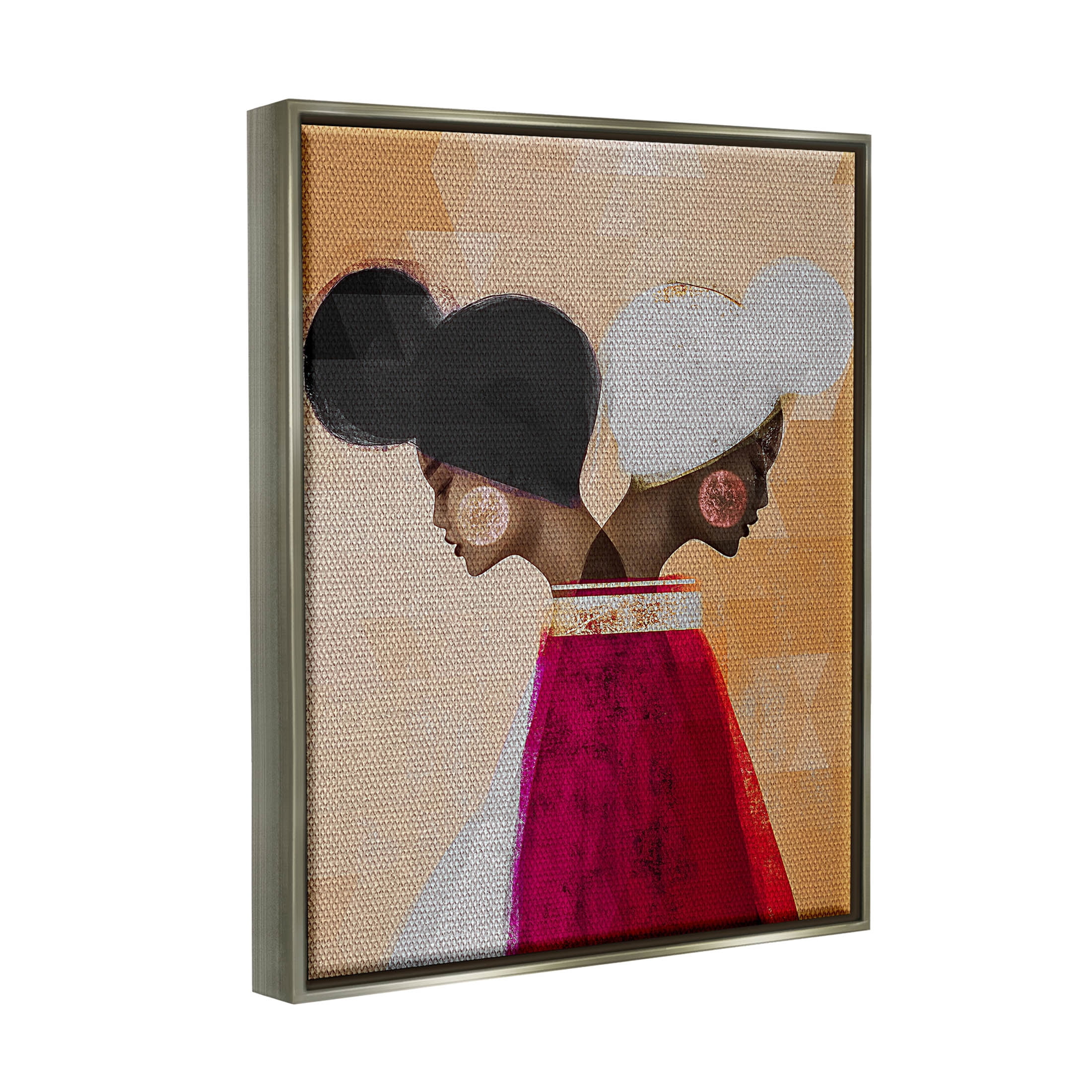 Modern Twin Girl Collage Abstract Graphic Art Luster Gray Framed Art Print Wall Art