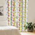 thumbnail image 2 of Ambesonne Floral Curtains, Tropical Retro Flowers Art, Pair of 28"x63", Apple Green Marigold, 2 of 5