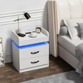 thumbnail image 4 of Catrimown Led Nightstand Set of 2, Led Night Stand  with Charging Station, 2 Drawers Bedside Table, 23'' Modern End Side Table for Bedroom Living Room, White, 4 of 8