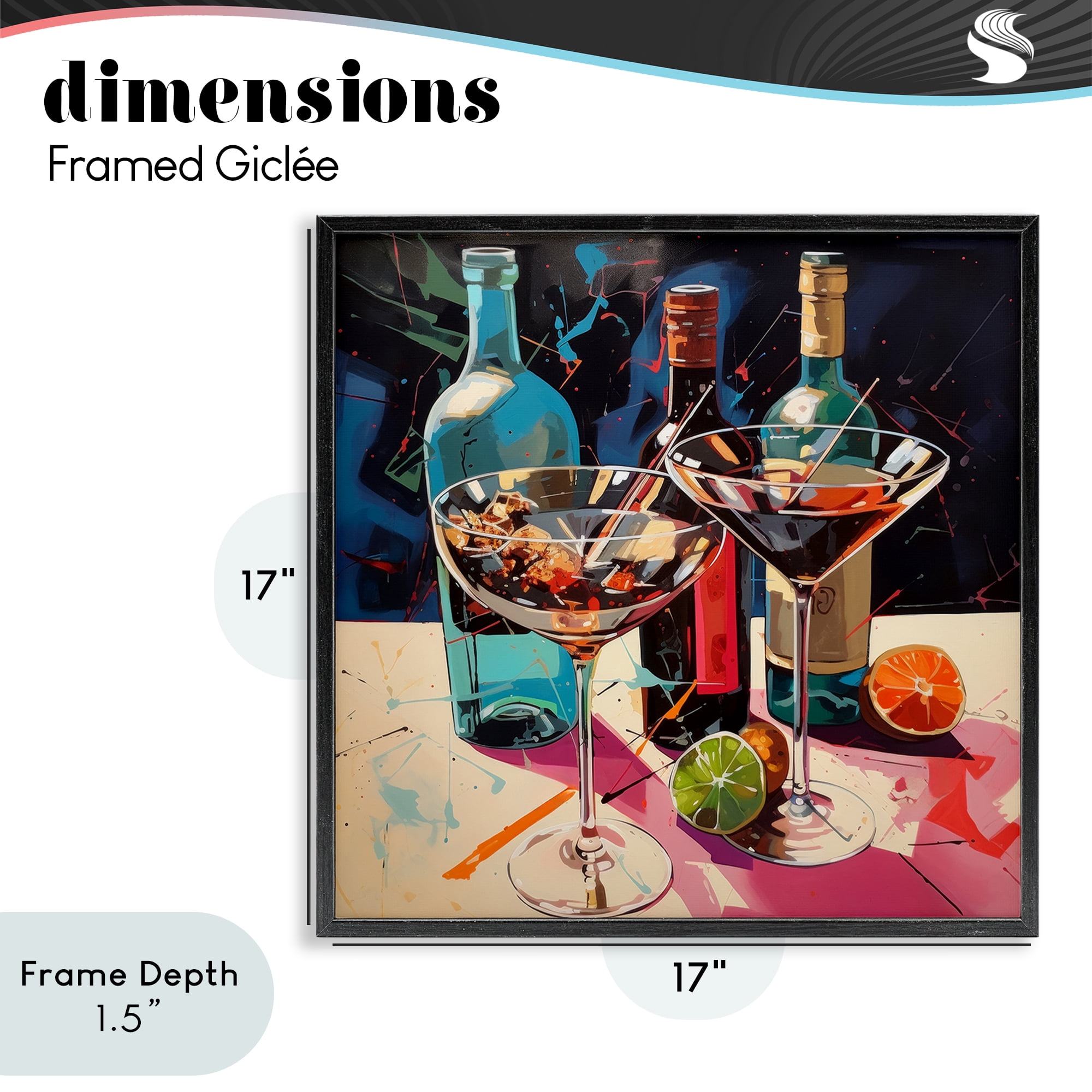 Stupell Industries Artsy Cocktails of Every Sip Black Framed Giclee Art, design by Lazar Studio