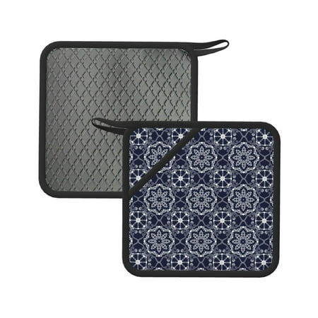 

2PCS Pot Holders for Kitchen - Heat Resistant Silicone Pot Holders with Hanging Loop geometry flower Non Slip Oven Hot Pads Potholders for Decor Baking Cooking Kitchen