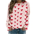 thumbnail image 1 of Womens Valentines Long Sleeve Shirts Casual Oversized Round Neck Printed Pullover Lightweight Tops Fall Clothes, 1 of 4