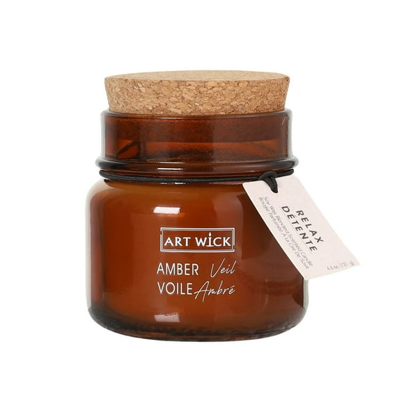 Art Wick 4.6oz Amber Veil Soy Wax Blended Scented Candle,1 wood wick, · 4.60oz<br>· 130g<br>· 1 pack