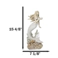 thumbnail image 2 of Large Vintage Sea Goddess Mermaid Holding Sconce Standing By Coral Reef Statue, 2 of 9