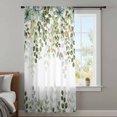 thumbnail image 4 of Green Eucalyptus Leaves Sheer Curtains 63 Inches Long, Summer Botanical Weeping Light Filering Curtains, Breathable Simi Curtain Privacy Drapes for Living Room Bedroom Lightweight Window Treatment, 4 of 9