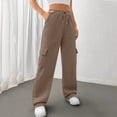 thumbnail image 3 of Women's Baggy Wide Leg Cargo Pants High Waisted Drawstring Sweatpants with 4 Pockets Casual Athletic Joggers Lounge 2026 Coffee S, 3 of 6
