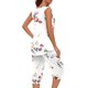 thumbnail image 4 of Conjunto de Ropa de Salón para Mujer Cuello Redondo Blusa sin Mangas Sólida Y Pantalones Cortos de Cintura Elástica Pantalones, Pantalones Cortos de Verano para Mujeres, 4 of 7