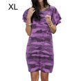 thumbnail image 1 of Vestido de mujer Camiseta larga con estampado de camuflaje Vestido suelto de manga corta, Morado, XL Sweethay AP002154-20, 1 of 6