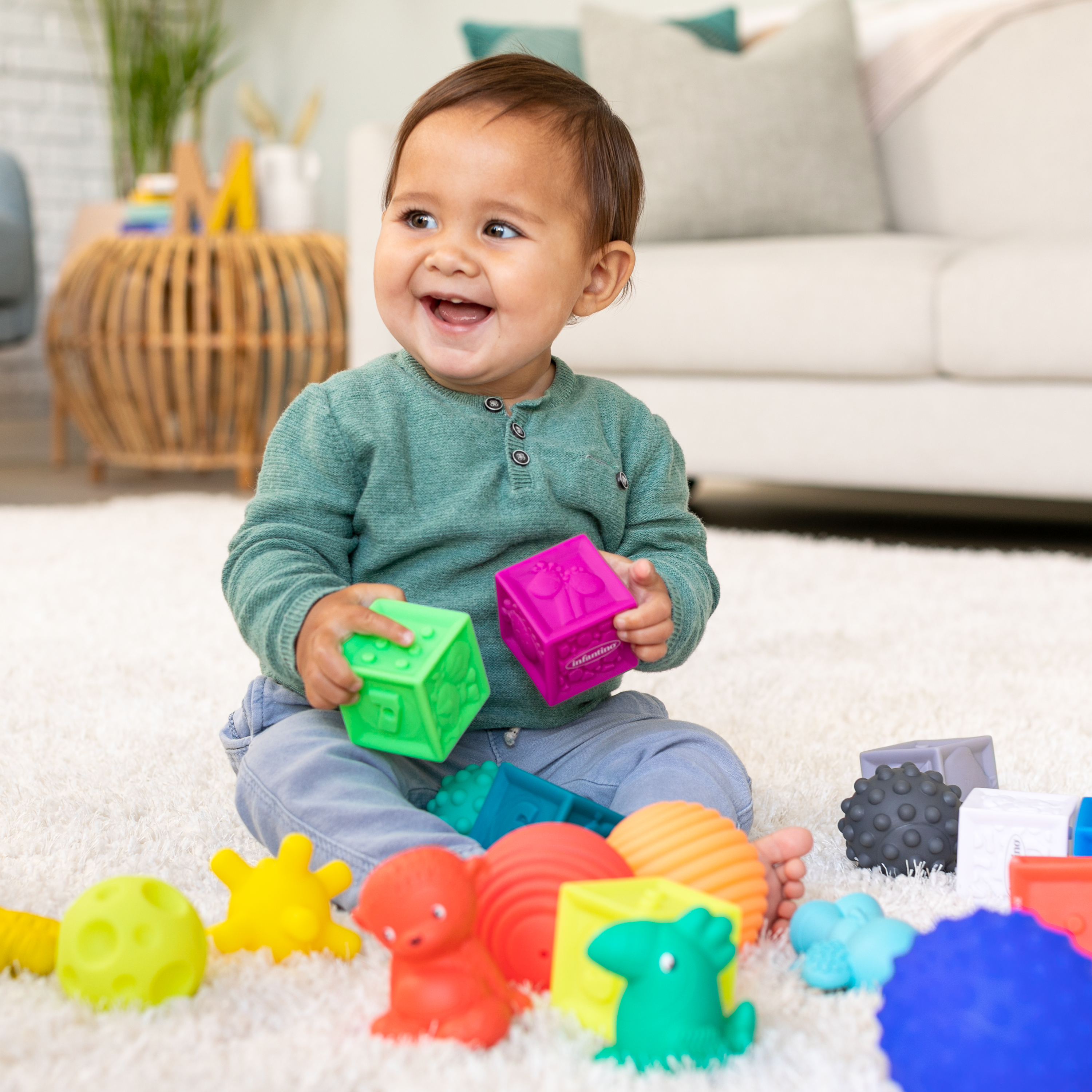 Infantino Sensory Soft Balls, Blocks & Animal Buddies, 6-12 Months, 20-Piece Set, Multicolor - image 4 of 8