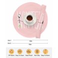 thumbnail image 6 of 15 Inch Round Placemats Set of 6, Hello Winter Non Slip Heat Insulation PP Table Mats, Pink Merry Christmas Holiday Washable Place Mats for Kitchen Dining Party Table Decor, 6 of 7