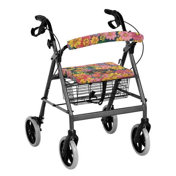 HELLHERO Back Rest Covers Flowers Walker Seat Covers & Non-Slip Cover for Elder Home with Machine Washable