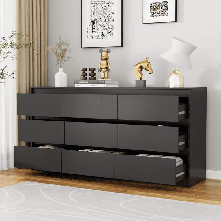 long black dresser 9 drawer Toulouse Dresser, Distressed by Four Hands – High Fashion Home this dressers 9 drawers offer ample storage room Dixon 9-Drawer Dresser