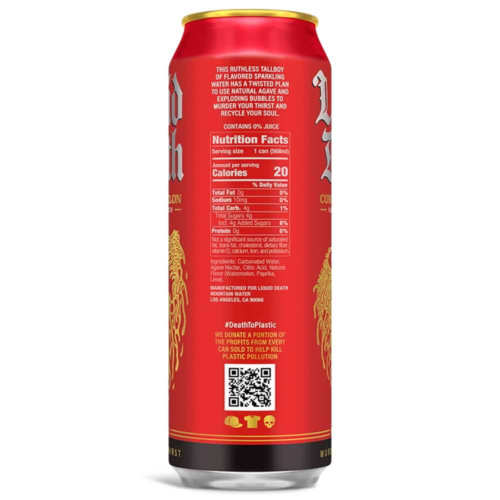 Liquid Death Sparkling Water, Convicted Melon 19.2 oz King Size Cans (8-Pack)
