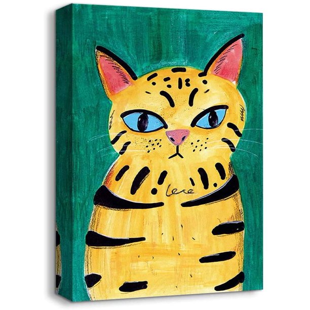 Wall26 Canvas Wall Art Abstract Cat Painting Artwork for Home Decor