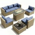 thumbnail image 6 of POTEBAN Outdoor Patio Furniture Set with Fire Pit Table, 8 Piece Outdoor Sectional Sofas, All-Weather Wicker Patio Conversation Set for Garden, Haze Blue, 6 of 9