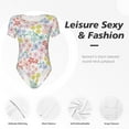 thumbnail image 6 of Haiem Retro Floral Women's Crew Neck Short Sleeve Bodysuit Tops Stretchy Slim Basic-Medium, 6 of 9