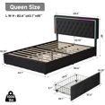 thumbnail image 4 of LED Queen Bed Frame with Headboard and Storage,Bed Frame Queen Size with 4 Storage Drawers and LED Lights,Velvet Upholstered Queen Size Bed with Charging Station,No Box Spring Needed,Black, 4 of 9