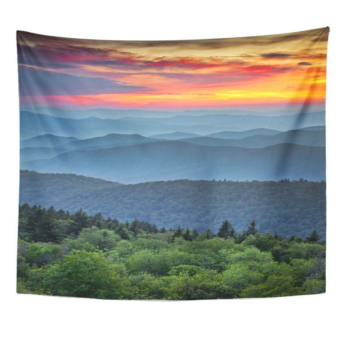 ZEALGNED Blue Ridge Parkway Scenic Landscape Appalachian Mountains Ridges Sunset Wall Art 