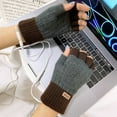 thumbnail image 4 of 2Pcs/Pair Half Finger Gloves Wool Knitting No Overheating Low Current Design Elastic Perfect Fitting Keep Warm Acrylic Blocking Socket Heated Gloves for Student, 4 of 7