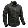 thumbnail image 2 of Dagegui Today Sales! Mens Work Shirts Lightweight Long Sleeve Button Down T-Shirts Big and Tall Cargo Shirt Solid Color Quick Dry Tees Tops for Outdoor Hiking Black,L, 2 of 4