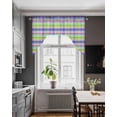 thumbnail image 3 of Slate Blue Plaid Swag Valances for Windows, Small Curtains Drapes, Colorful Vintage Check Farmhouse Kitchen Window Curtains Over Sink Rod Pocket Window Treatment Valance for Bedroom/Bathroom 56"x36", 3 of 5