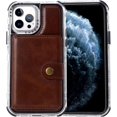 thumbnail image 2 of Compatible with iPhone 13 Pro Max Wallet Case with Card Holder PU Leather Kickstand Wrist Strap Shockproof Protective Cover for Women Man Brown, 2 of 12