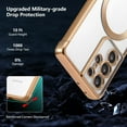 thumbnail image 3 of Magnetic Case for Samsung Galaxy S21 Ultra Clear Case Cover [Compatible with Magsafe & Military Grade Drop Protection] Transparent Shockproof Slim Plated Phone Case - Gold, 3 of 10