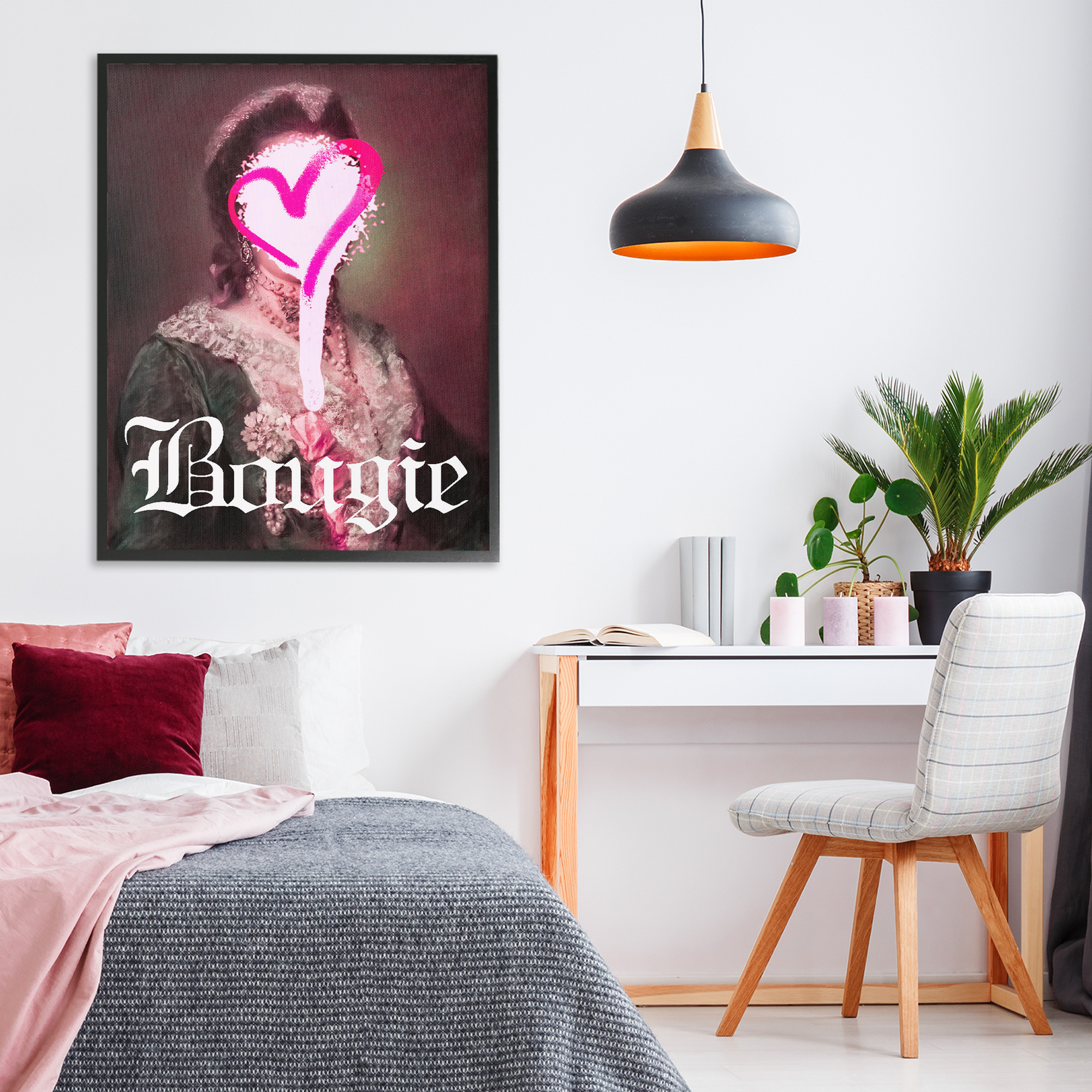 Bougie Classical Portrait Black Framed Giclee Art, design by Lil' Rue