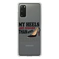 thumbnail image 1 of DistinctInk Clear Shockproof Hybrid Case for Galaxy S20 PLUS / 5G (6.7" Screen) - TPU Bumper Acrylic Back Tempered Glass Screen Protector - My Heels Are Higher Than Your Glass Ceiling, 1 of 2