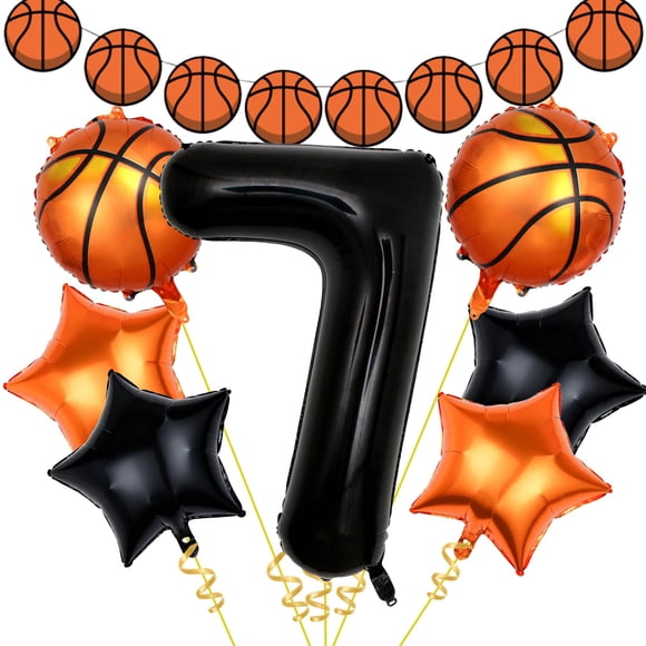 Globos con números de baloncesto de 40 pulgadas para decoración de fiesta de séptimo cumpleaños